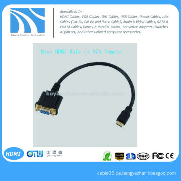 1FT 0.3M Mini HDMI Mann zu VAG HD15 weiblicher M / F Verbindungsstück-Adapter HDTV Kabel 30cm